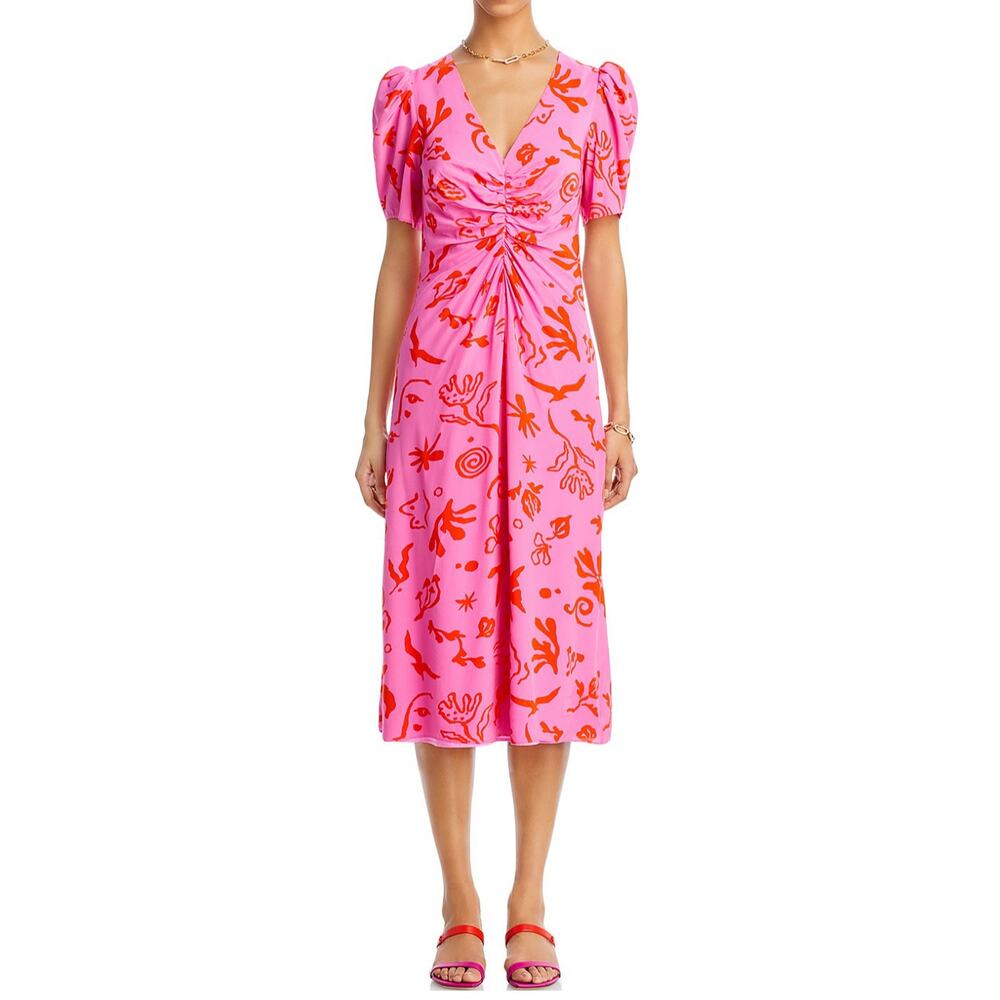 Rhode Maci Pink Botanical Pink Dress Size 4 NWT - Picture 9 of 9